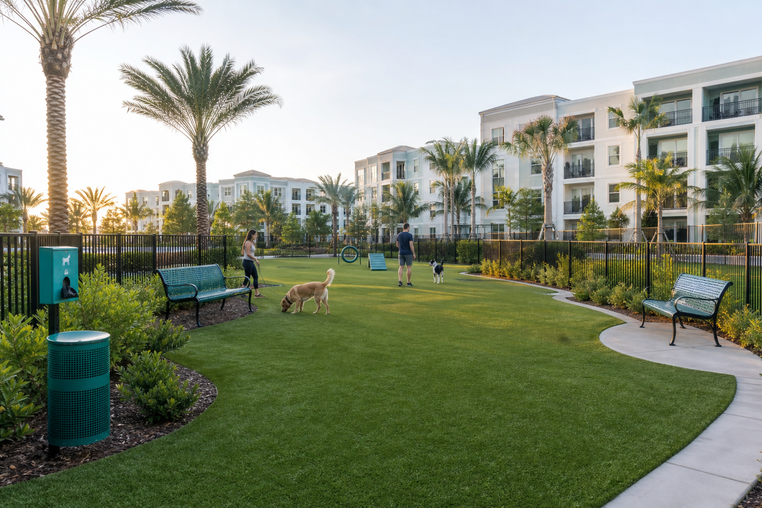 Clean apartment community dog park in coastal Florida