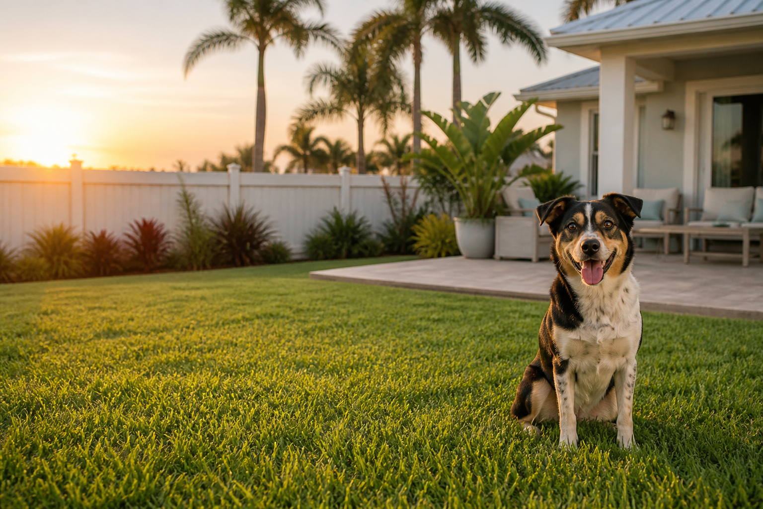 Dog enjoying a clean accessible backyard